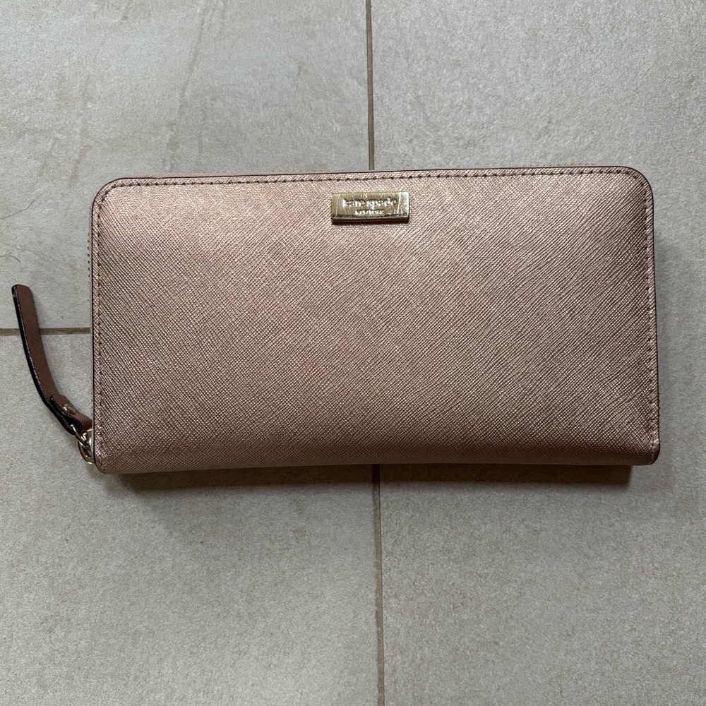 Kate Spade Rose Gold Laurel Way Zip-Around Wallet